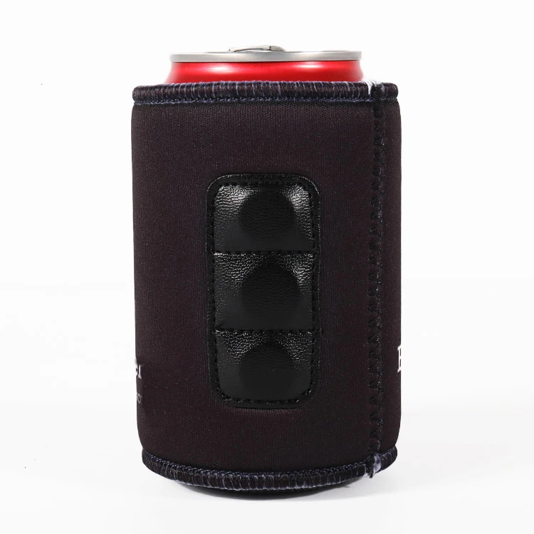 Custom black neoprene soft insulated magnetic beer can drink cooler sleeve coolies holder