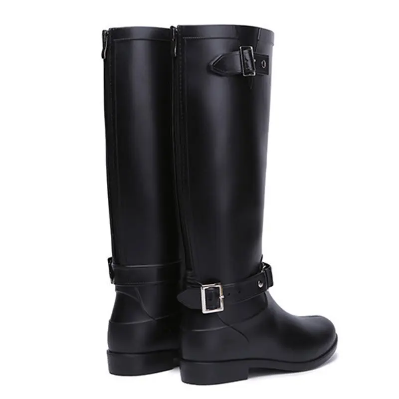 Western Lady Woman Horse Riding Boots Shoes Genuine Leather ladies slip on antiskid rain boots