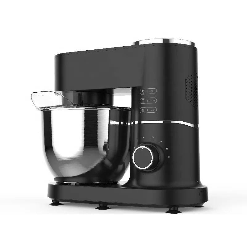 6 Speeds 1000W Customized Plastic Housing Stand Mixer with Full Metal Gears Belt-driven System and Transparent Lid for Kitchen