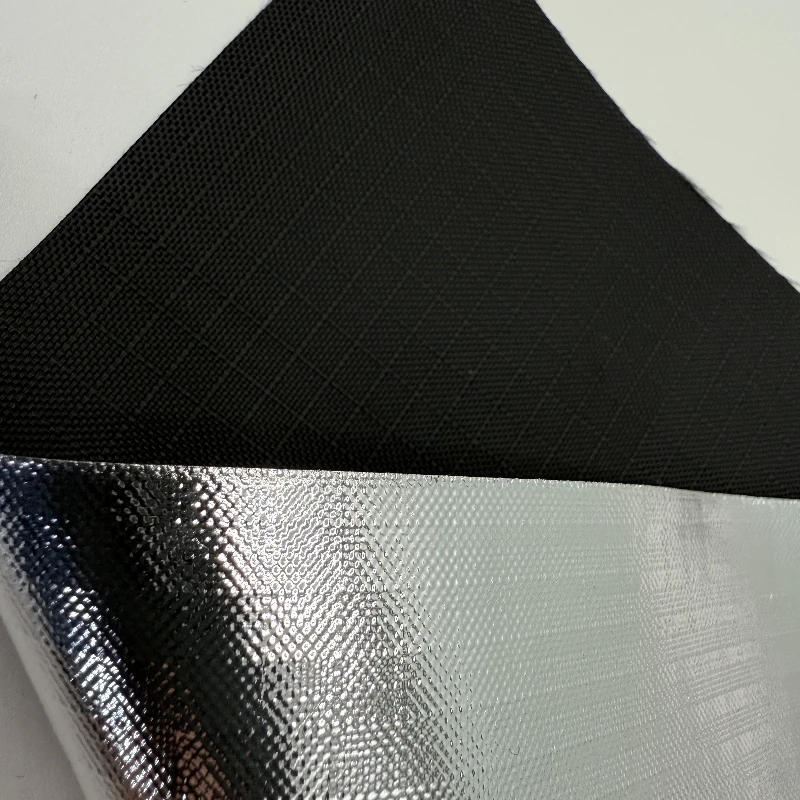 300D Polyester 5mm Ripstop Oxford Fabric Waterproof Flame Retardant Embossed Silver for Temperature Control Cover Use