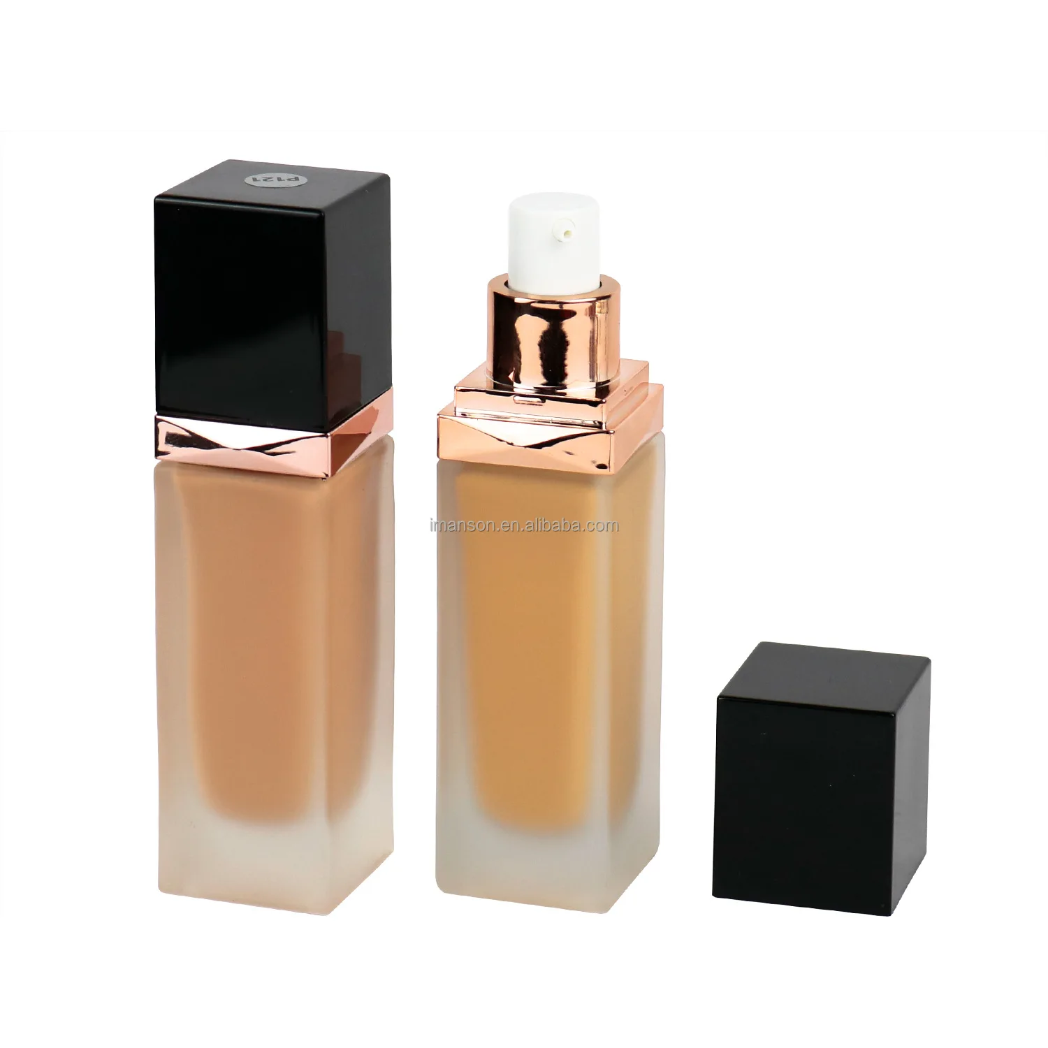 Wholesale No Logo Luxury Glass Bottle Foundation Makeup 17 Color Liquid Make Up Foundation