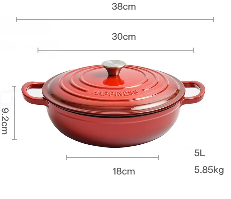 Low MOQ Enamel Pan Multi-function Non-stick Cast Iron Pots Set Cookware Casserole for Kitchenware