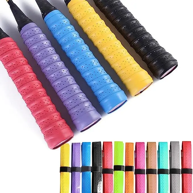 Tennis Racket Grip Tape Badminton Grip Tape with Anti Slip Perforated Super Absorbent Pu Racquet Handle Grip Pro Overgrip