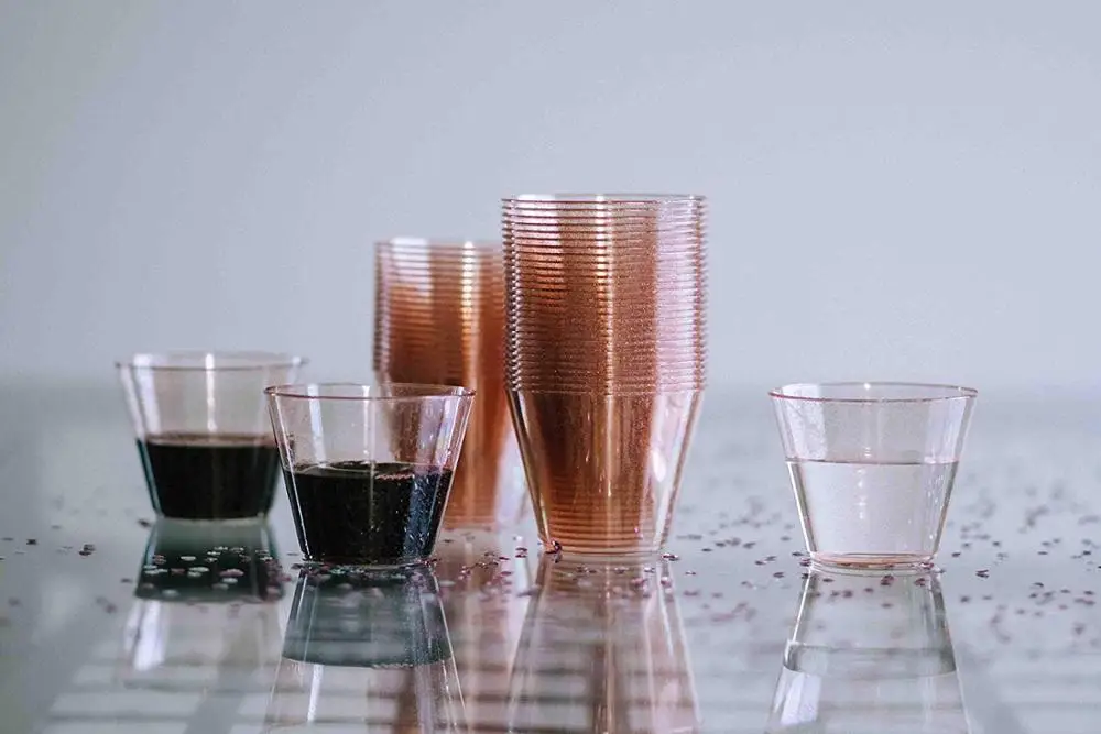 Rose Gold Powder Clear Plastic Cups