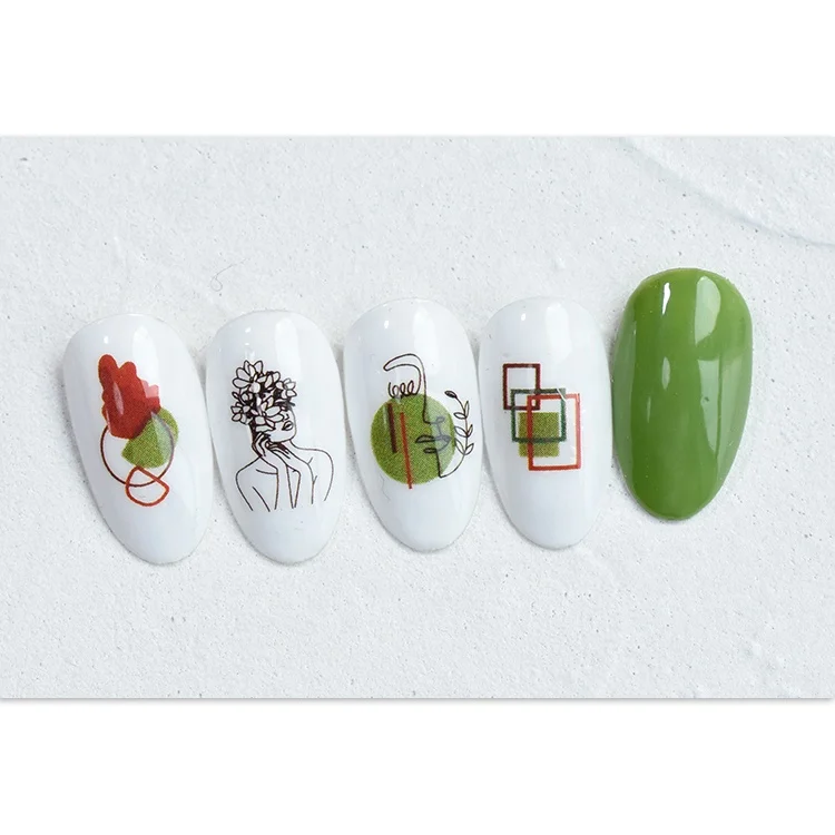 Best Selling New Art Graffiti Nail Art Stickers Flower Lines Fresh Leaves Adhesive DIY Nail Stickers