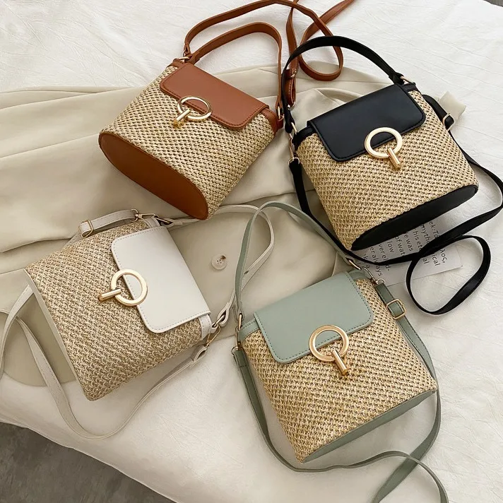 Beach Vacation 2024 New handheld crossbody bucket ladies fashion bags wholesale straw mini straw bag