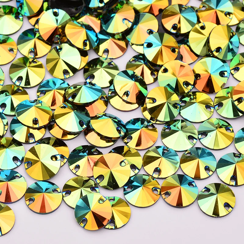 Wholesale Rose AB Rivoli Sew On Crystal Stone Flatback Applique Resin Rhinestones for Needlework DIY Clothes Crafts