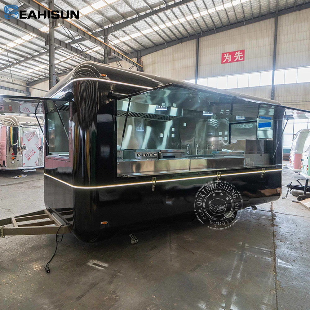 Dot Coffee food trailer steel color airstream with porch mobile food truck or trailer food crepes trailer for sale