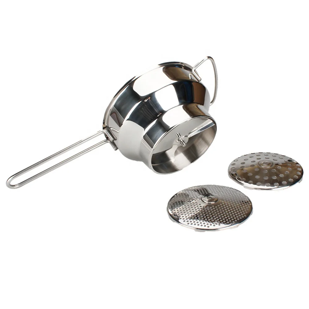 Ergonomic Food Mill Stainless Steel Vegetable Mill With 3 Grinding Discs, Milling Handle & Bowl - Rotary Food Mill