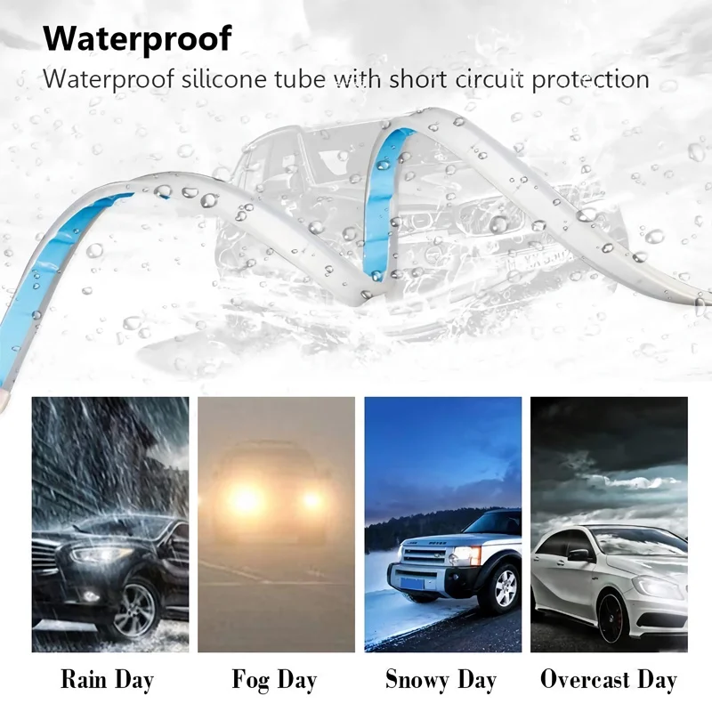 C0857 1pcs Car LED Lighting Strip Daytime Running Lights Flexible Waterproof Strips Light 12V Car Accessories Auto Headlight