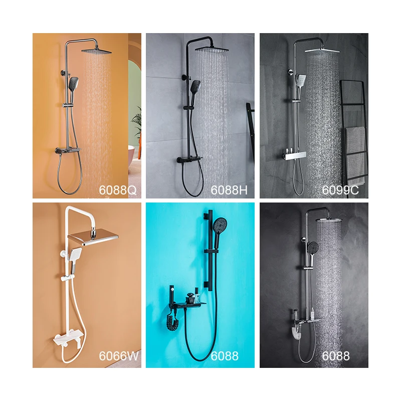 High Quality Shower Column Black Thermostatic Wall  Bathroom Shower