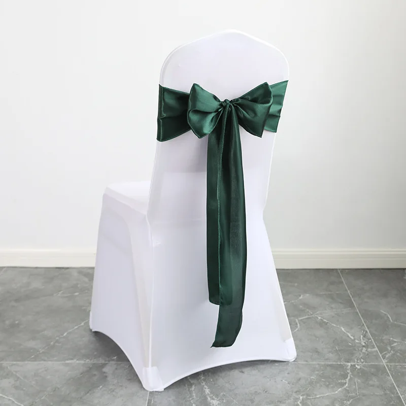 wedding banquet party chair decoration bows teal champagne white black pink yellow green orange gold burgundy satin chair sashes