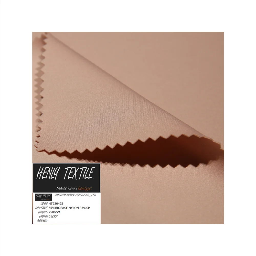 HT220493 65%BIO BASE NYLON 35%SPANDEX 248GSM KNITTED INTERLOCK FABRIC FOR COMPRESSION CLOTHING