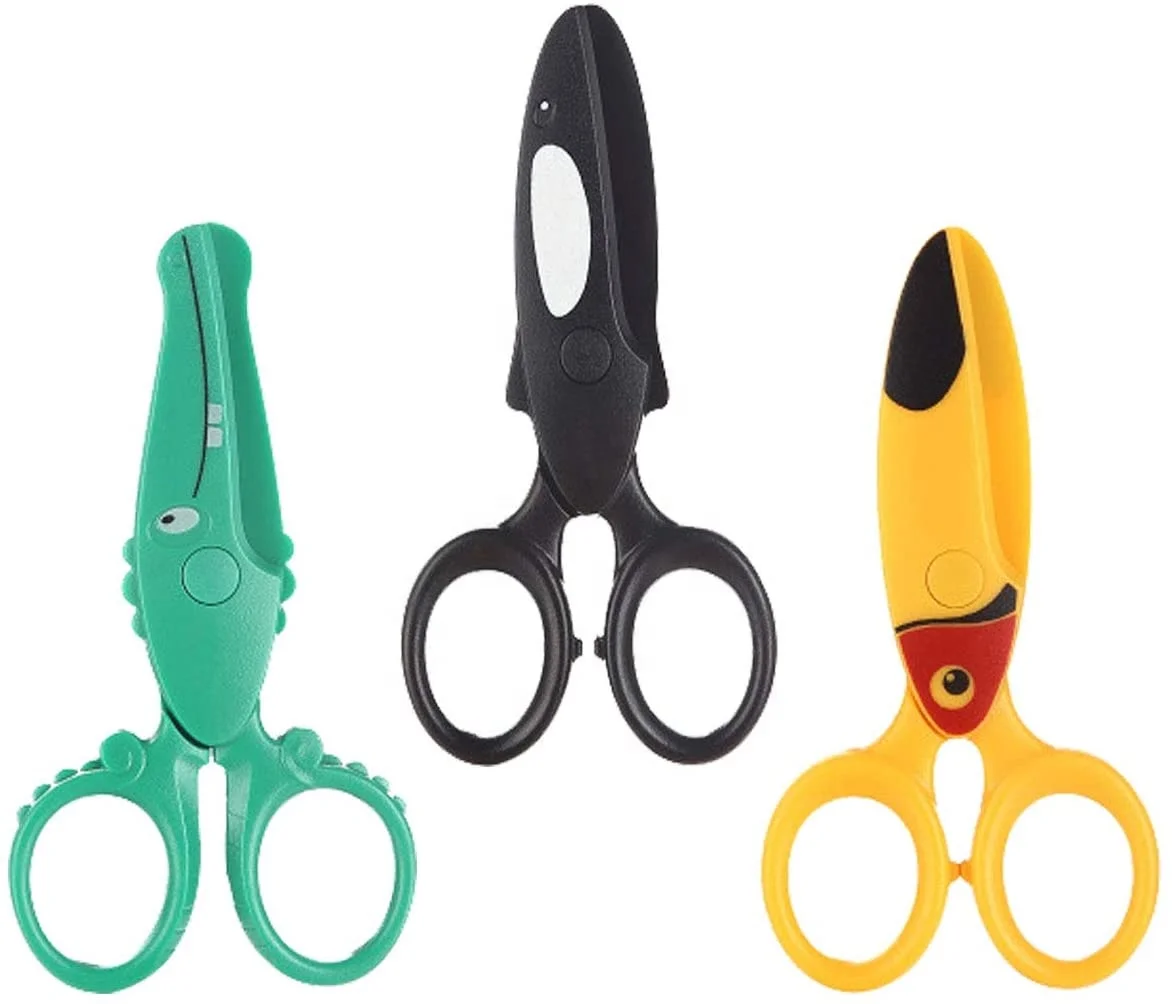 3 Pieces Toddler Safety Scissors Set Kids Plastic Art Craft Cutting Scissors