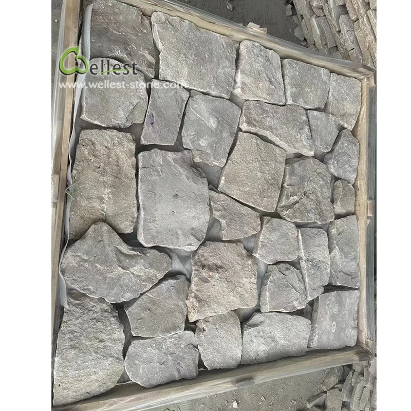 limestone facade natural stone blue random loose cladding exterior wall stone for home decoration