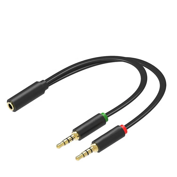 4-Pole 1 female to 2 male 3.5mm audio cable headphone microphone splitter cable adapter