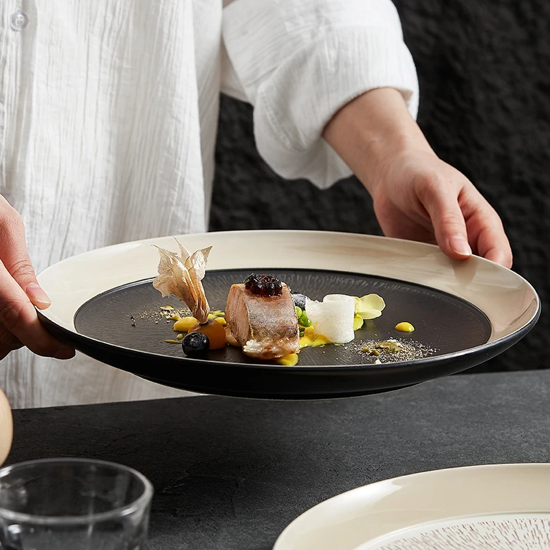 Japanese ceramic 11 inch advanced sense of light luxury western dinner plate beautiful hotel special plate