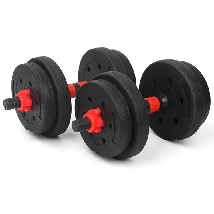 Factory Price Cheap Adjustable  Plastic Coated Cement Barbell Weight Plates