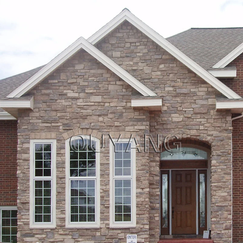 QUYANG Outdoor Wall Decoration Garden Grey Marble Culture Stone Natural Stone Wall Panels Cladding For wholesale