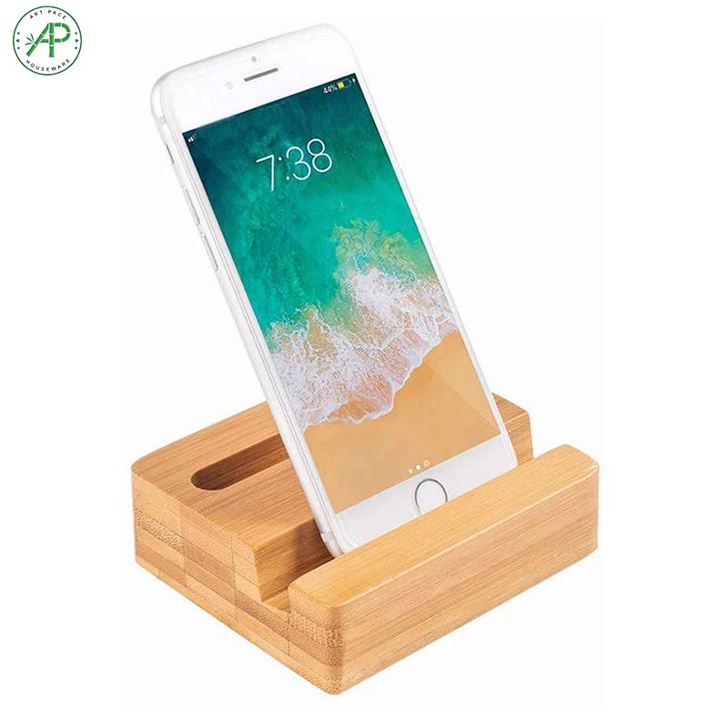 Wholesale Cheap Bamboo Cell Phone Holder with Sound Amplifier for Desk