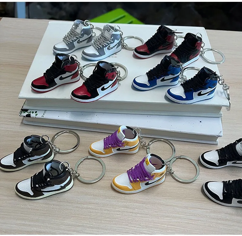 cute 3D Cartoon rubber N BA basketball Sneaker shoe keychains silicon J 0rdan Shoe Keychain car Bag pendant Keyring Key chain