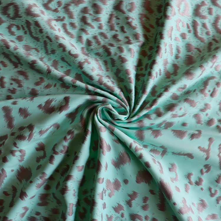 Custom Leopard Printed Spandex Fabric 40 D Width 63' Weight 230 G Nylon 75% Spandex 25% Knit 4 Way Stretch Yoga Fabric