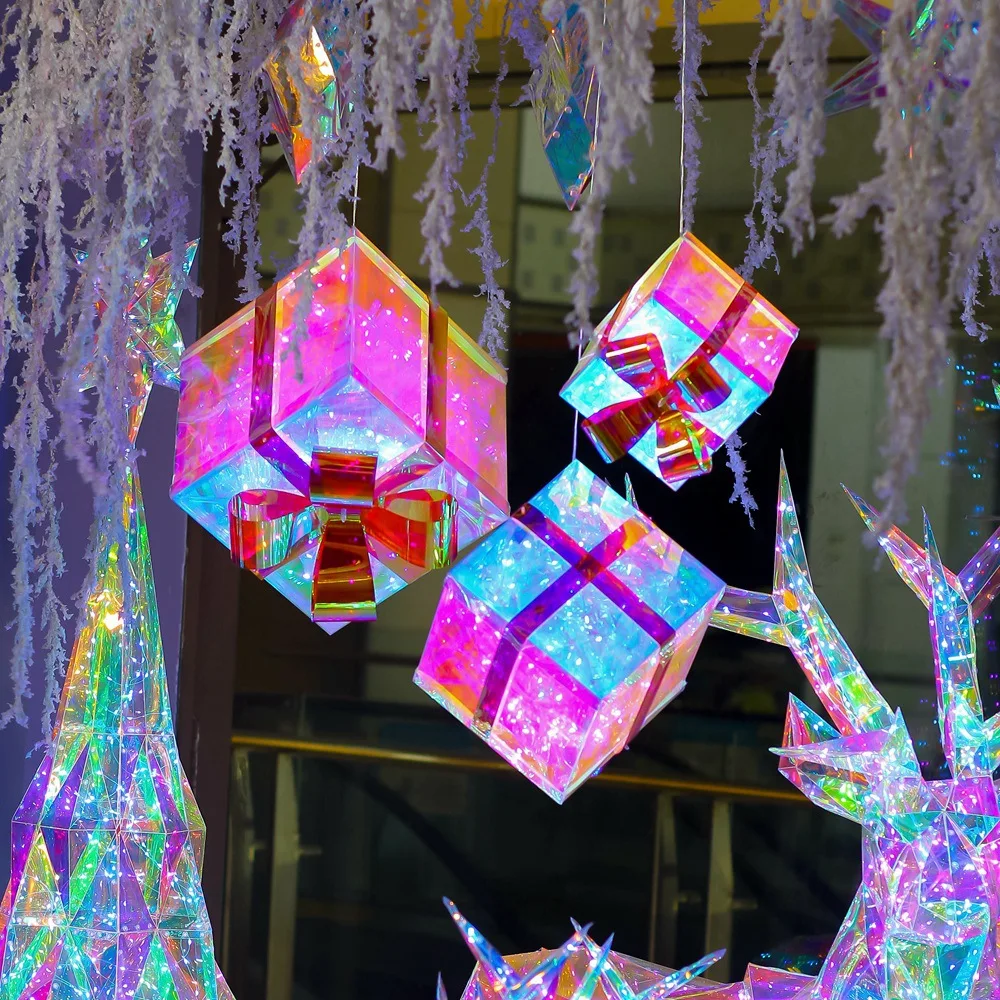 Fancy Quality Unique Christmas Decoration Gift Boxes  LED Light Christmas Gift Box Set