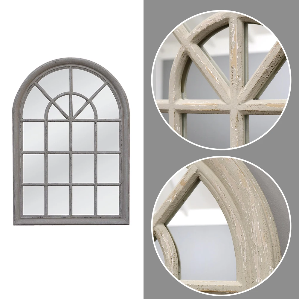 New Design Beautiful Decorative Mirror Wooden Framed Home Furniture Modern Arched Shape Wall Hanging Decor Mirror
