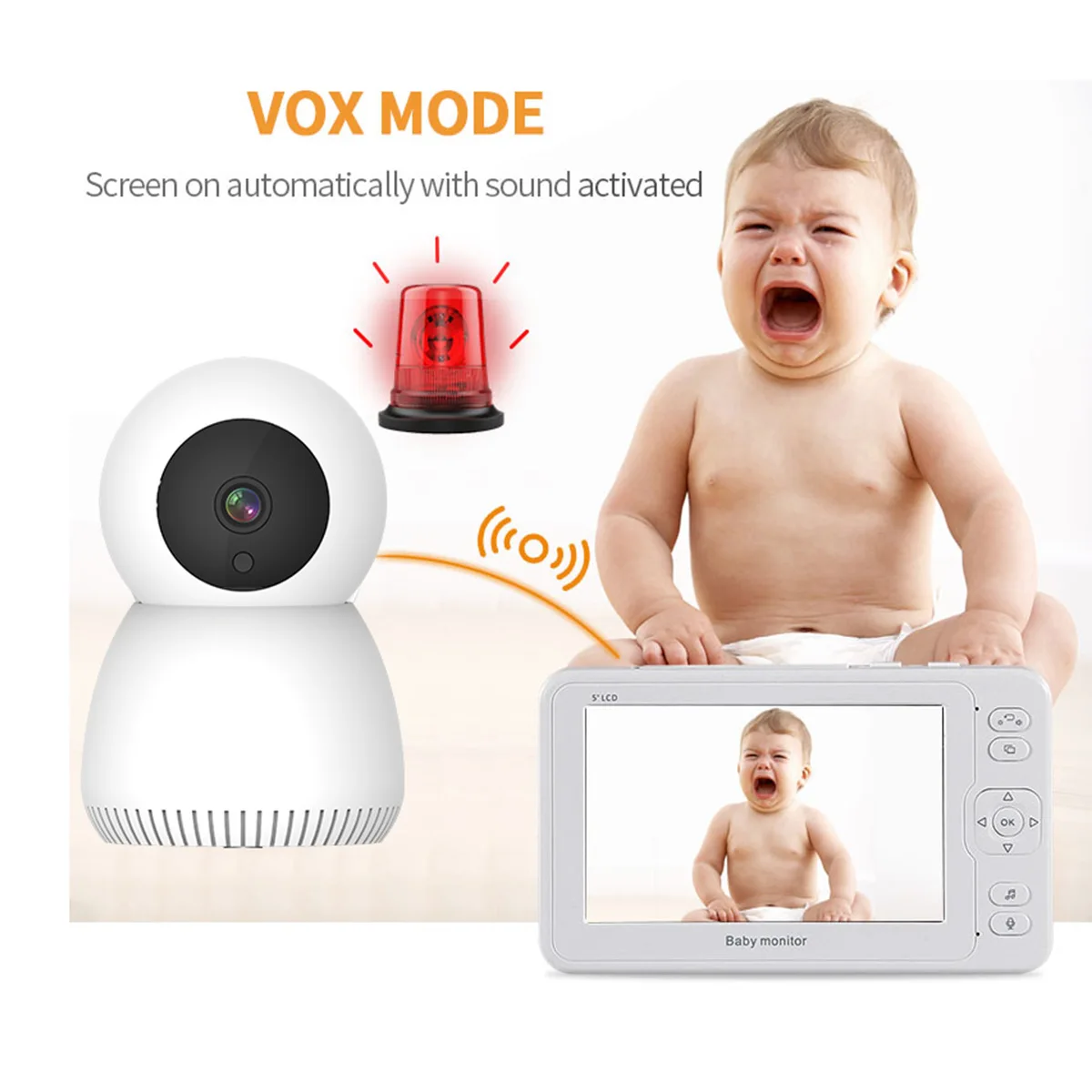 Hot Selling New 5 Inch Large Screen Baby Monitor Home Wireless Baby Pet Camera Smart Monitor