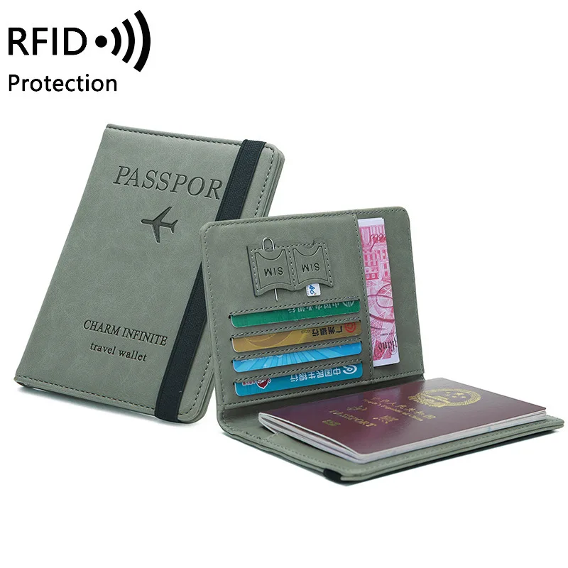 High Quality Custom Logo Pu Leather Passport Cover Rfid Blocking Passport Holder Travel Wallet With Card Case