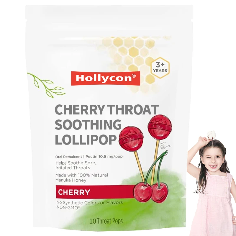 Private Label Immunization Support Children Vitamins Minerals Cherry Throat Soothing Pops Lollipop
