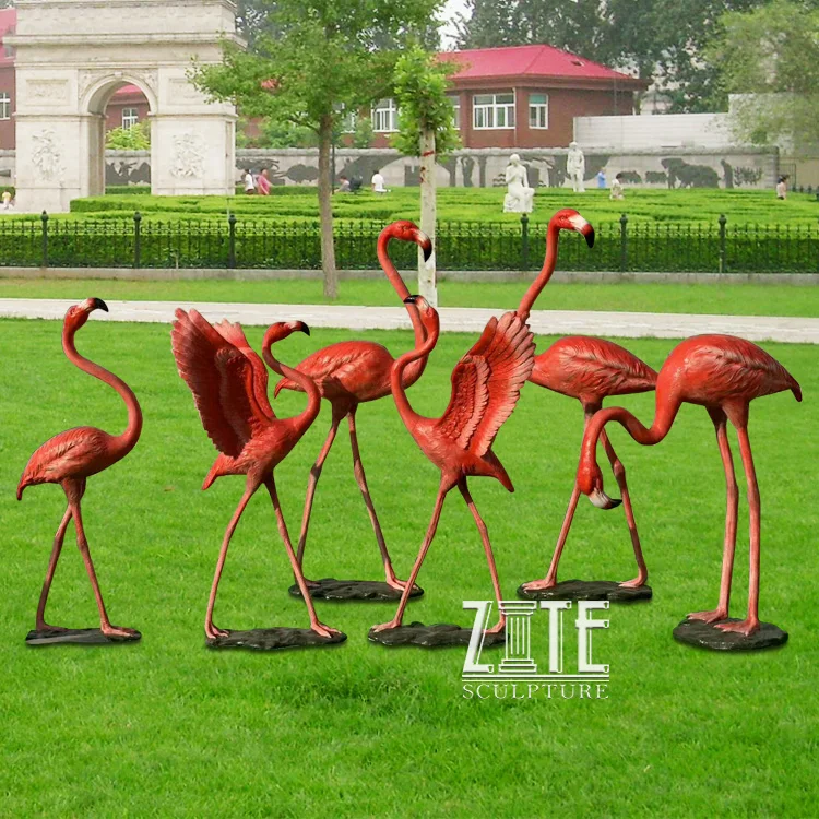 Garden Decoration Fiberglass Animal Sculpture Life Size Resin Flamingo Statue