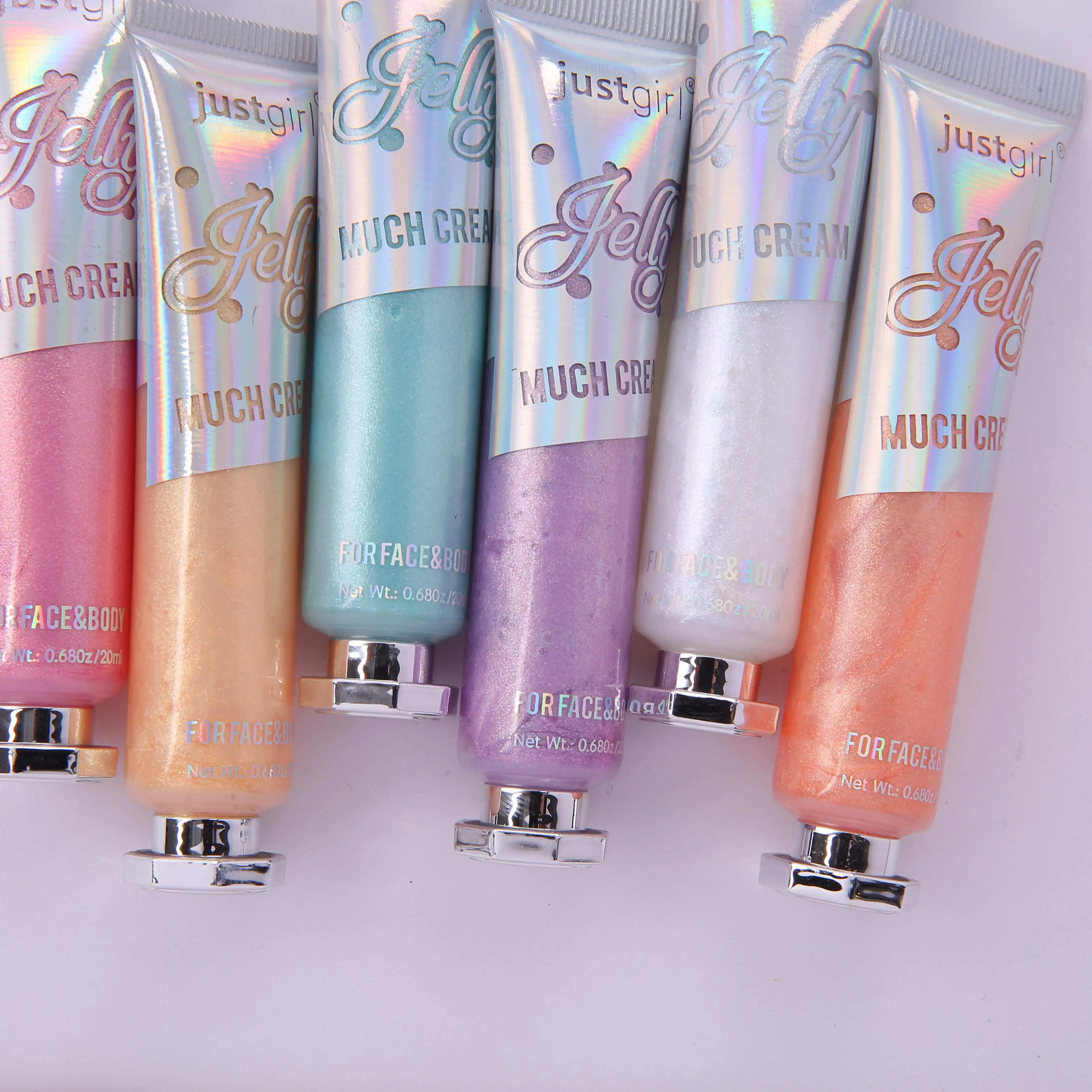 New Holographic Printing Cute Tube Organic Shiny Private Label Sparkling Non Toxic Vegan Girls Jelly Highlighter