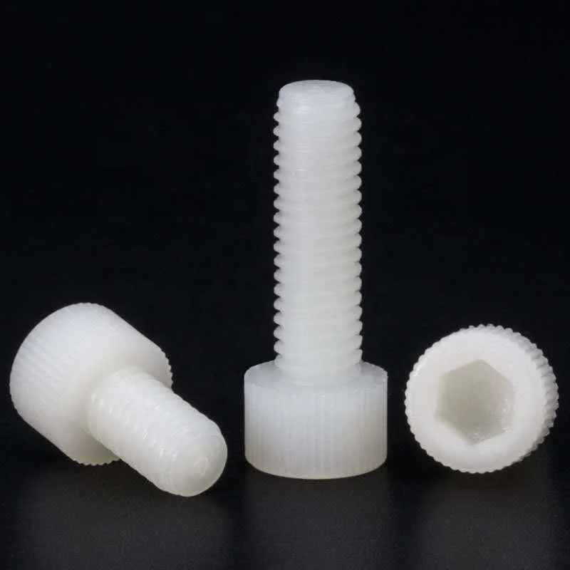 Sandingsheng in stock high quality white black PA66 polyamide plastic nylon hexagon socket cap bolt
