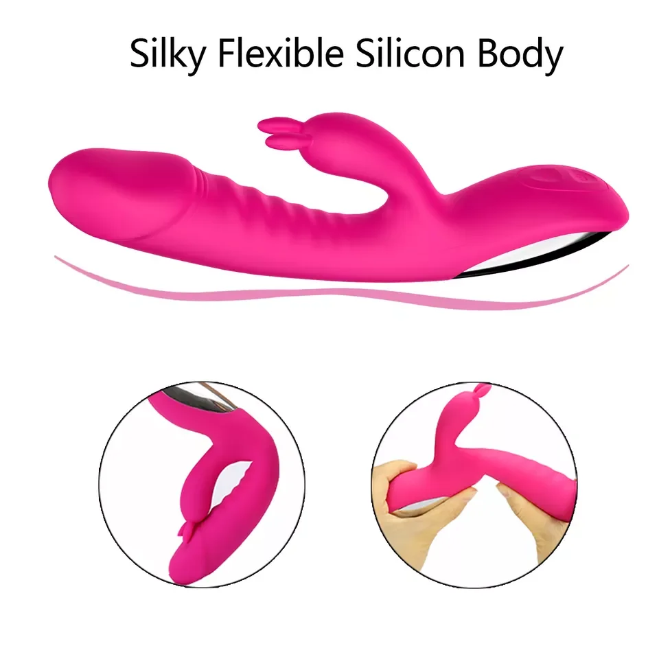 Automatic Heating Rabbit Vibrator Clitoral Massager G Spot Stimulator Vagina Thrusting Dildo Vibrator Adult Sex Toys for Women