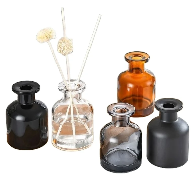 wholesale luxury popular frosted white black 150ml home fragrance bottles empty reed diffuser glass with Lid