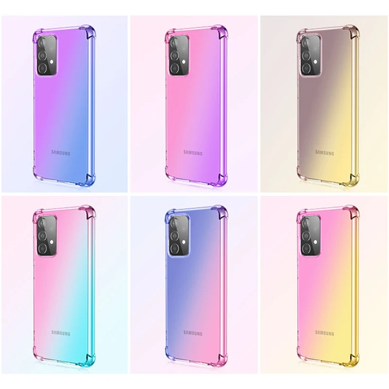 
Чехол для Samsung, защитный чехол для мобильного телефона с четырьмя углами, милый тонкий чехол из ТПУ с градиентом для Galaxy A32, A52, A72, 5G 