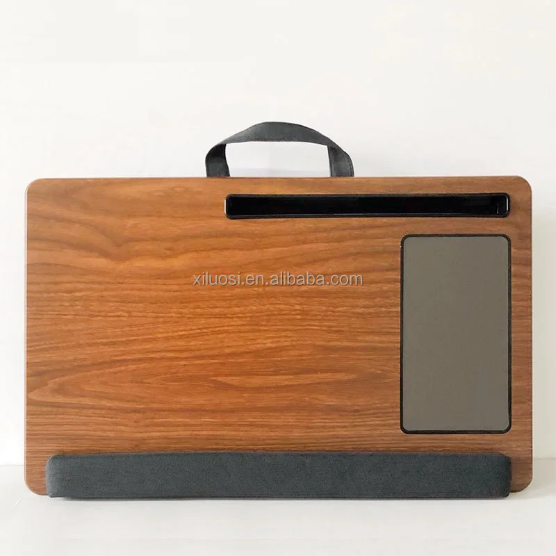 Bamboo Lap Desk With Laptop Storage Compartment Pillow Cushioned Accessories Laptop Tray With Cushion