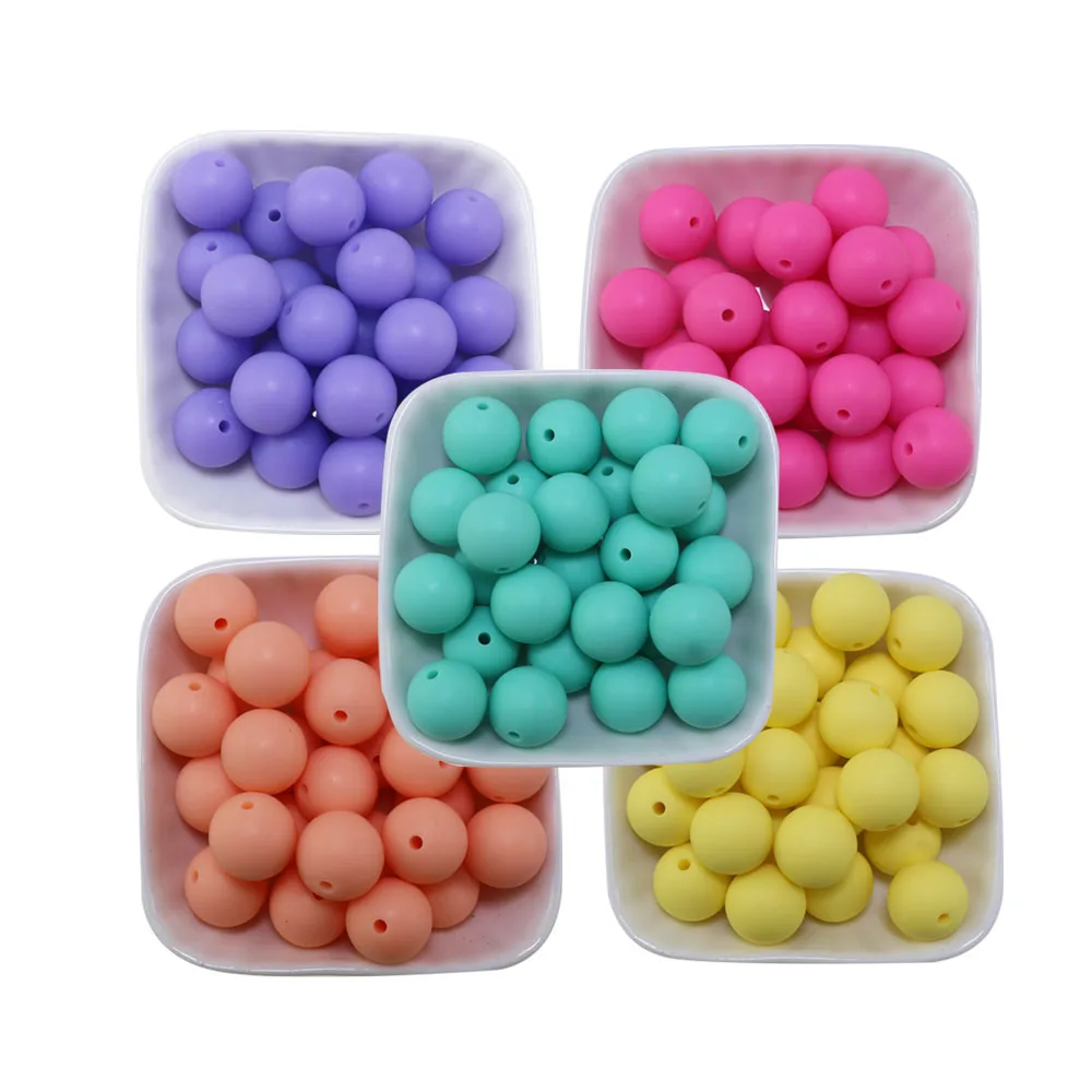New Colors Silicone Round Loose Baby Chew Beads Focal Making Jewelry Manufacturers Bulk 20MM Silicone Beads For Pens