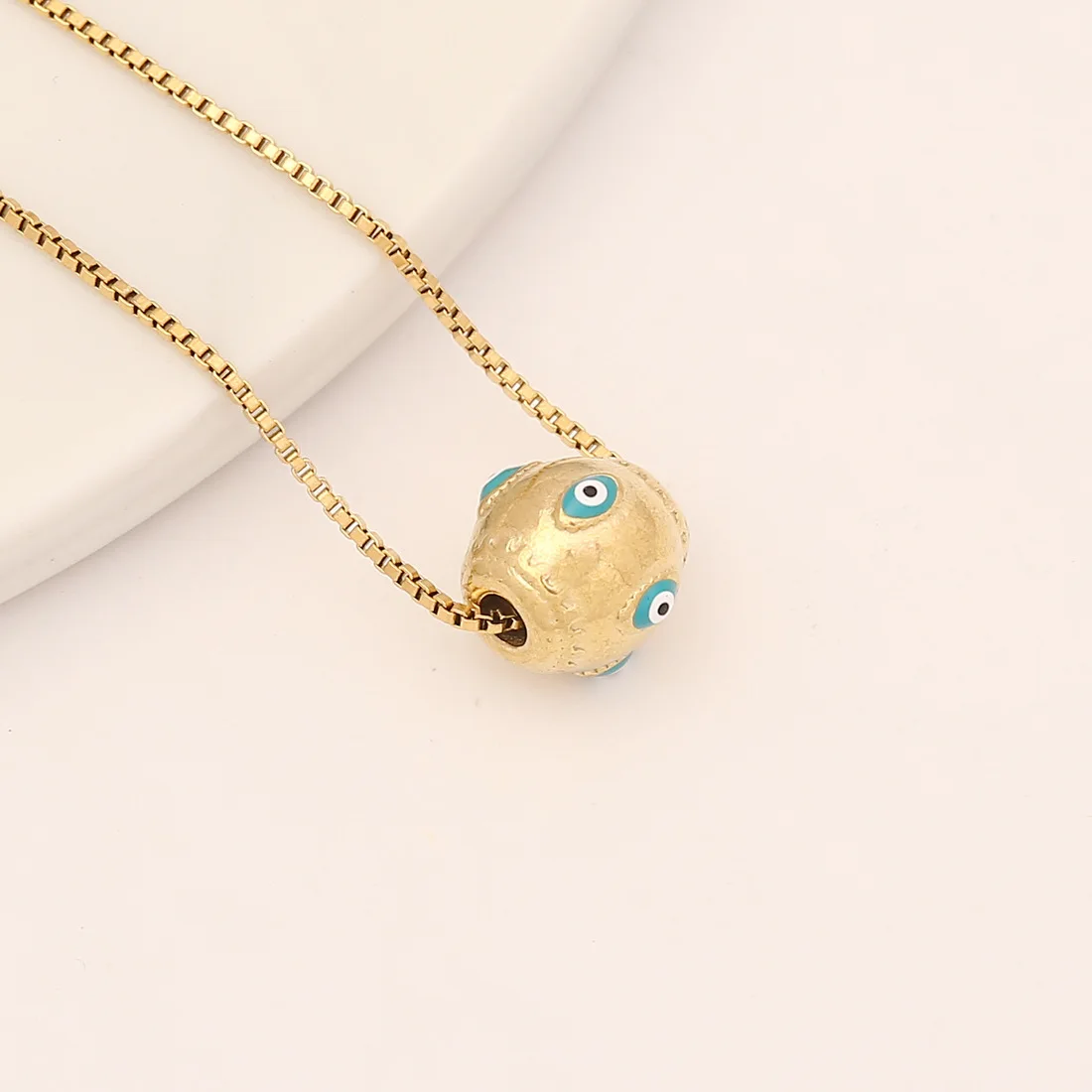 Duyizhao Tarnish free Stainless steel enamel pendant cross Canton Tower dainty eye women necklaces