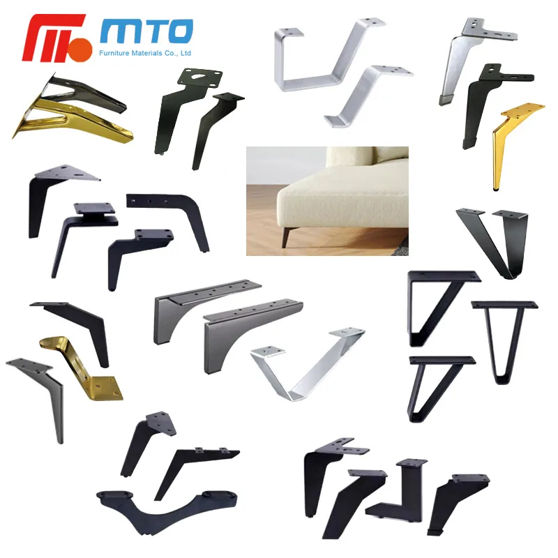 premium Steel Black Silver Minimalist Spray Paint Iron Inclined Aluminum Custom Bench Furniture Metal Sofa Legs