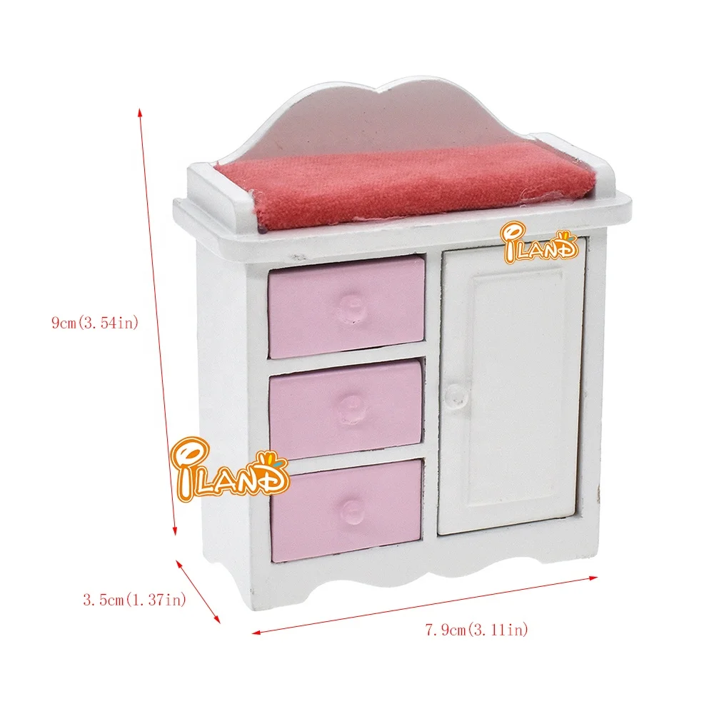 ILAND 1/12 Scale Dollhouse Furniture Miniature Accessories Baby Crib Nursery Doll House Bed Closet Rocking Chair Hobbyhorse