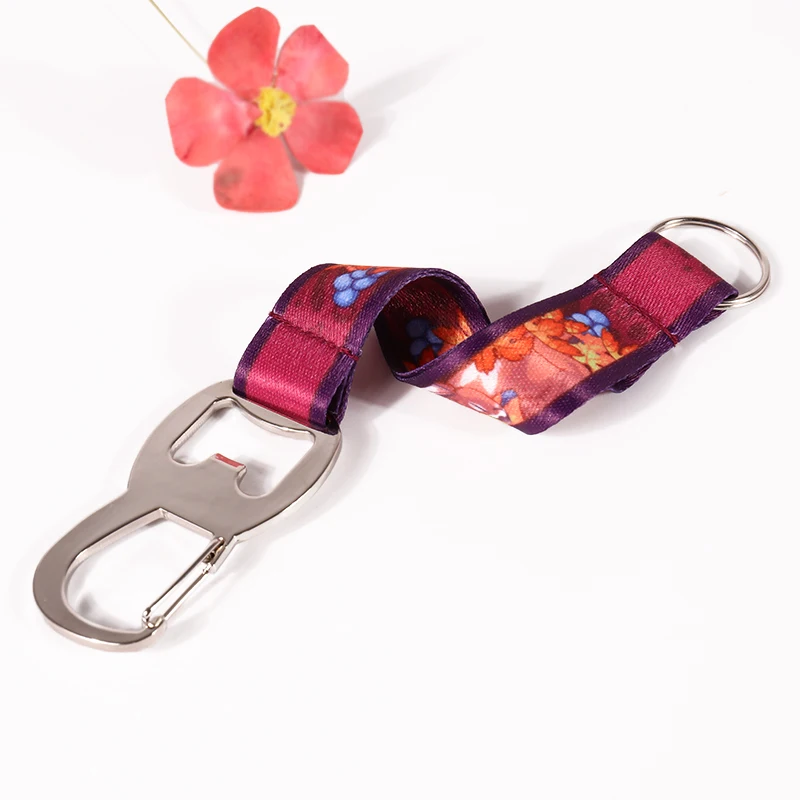 high quality bottle opener short key strap tool wrist lanyard with custom print logo