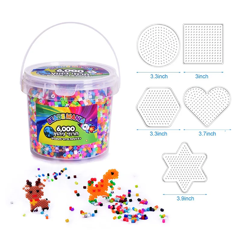 5mm Wholesale Big Bucket Bulk 32000Pieces Perler Beads Craft Pattern Pegboard Fuse Hama Beads Animal Kit For Kids