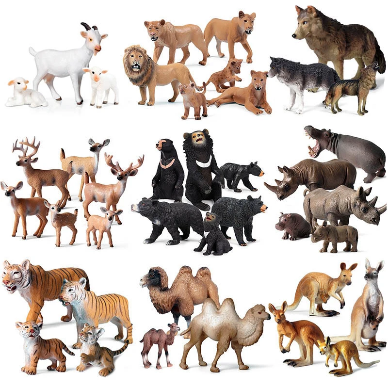 Simulation animal model wild solid plastic giraffe elephant rhinoceros brown bear tiger lion leopard horse toys