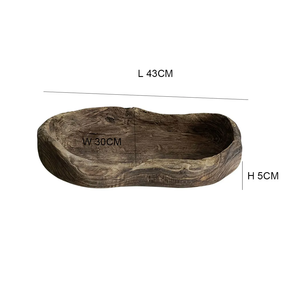 Wooden tray quiet wind retro solid wood snack tray candy tray household living room