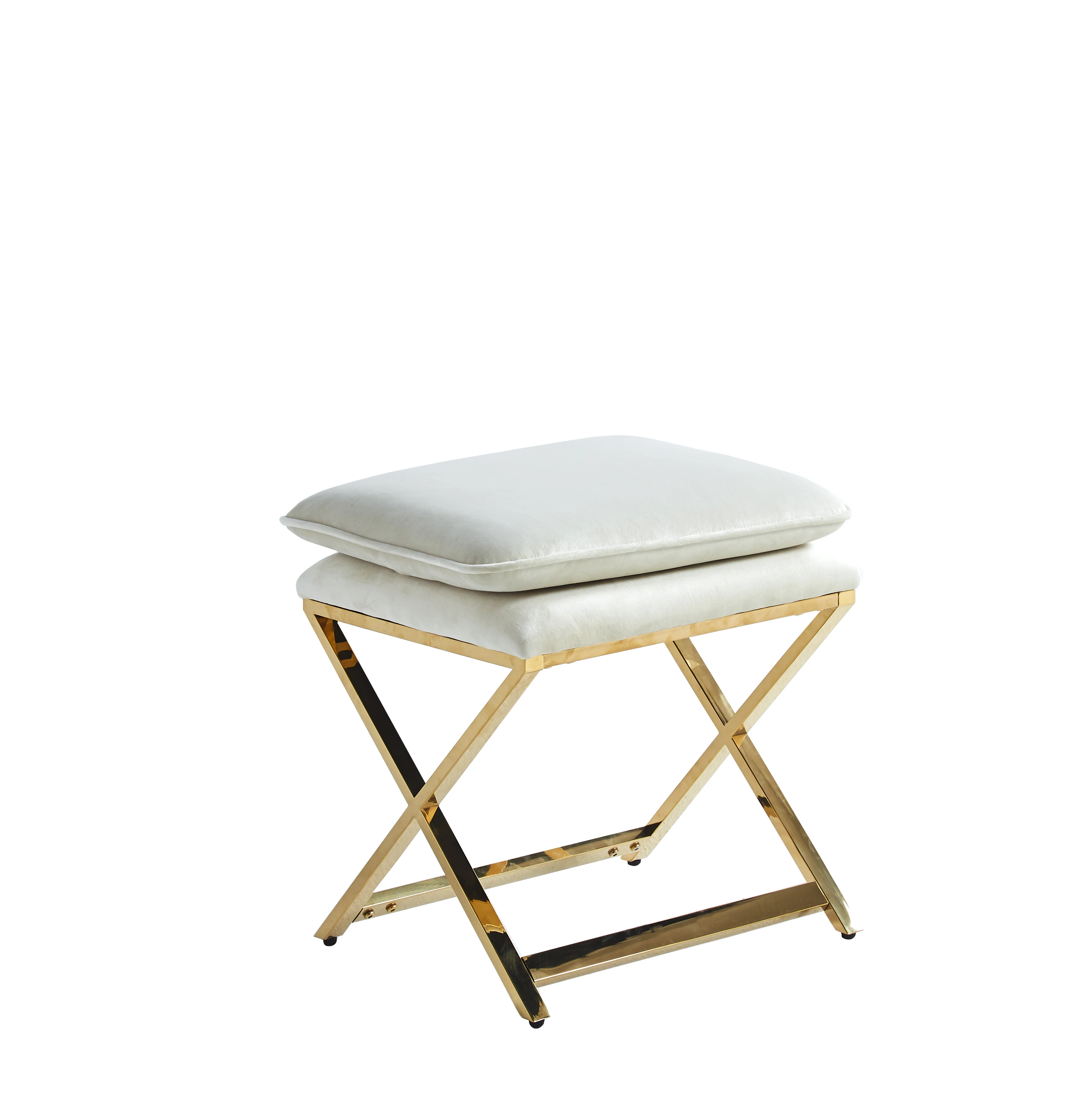 2024 modern PU and fabric seat and stainless steel leg dining chair for dining room furniture square bench stool