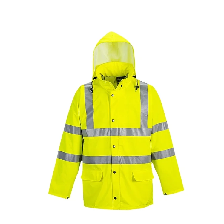 Reflective jacket hi vis waterproof contrast windbreaker workwear rain jacket