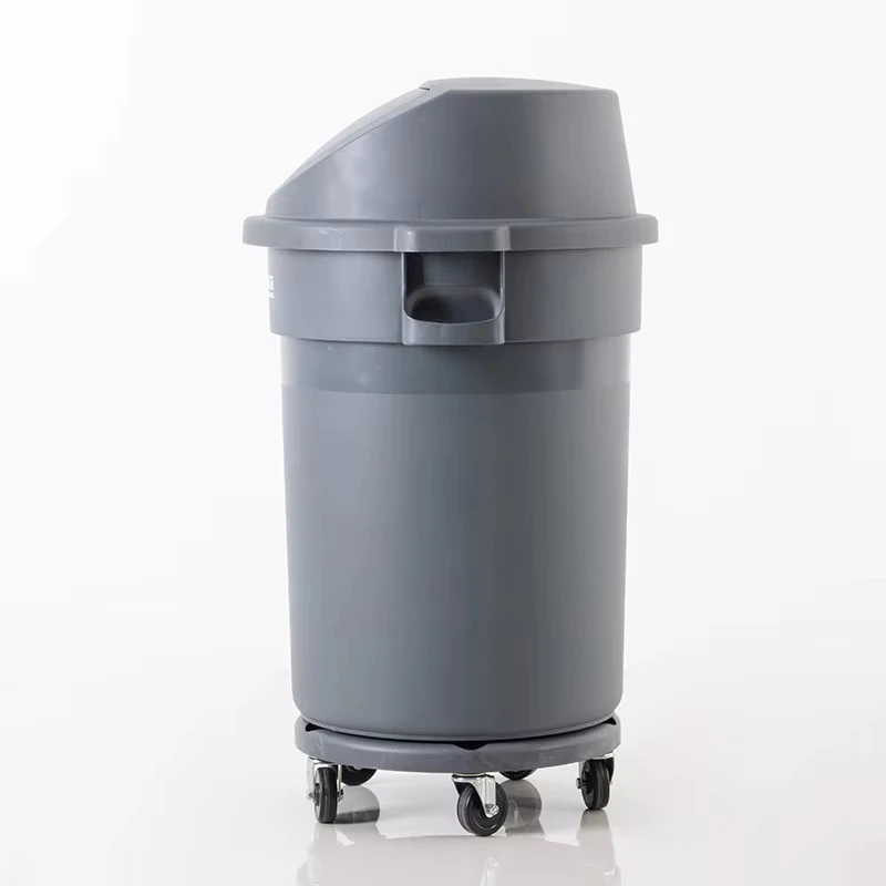 Gallon Funnel Open Plastic Garbage Bin With Rubber Wheel Base For Office, Hotel, Hospital Corridor