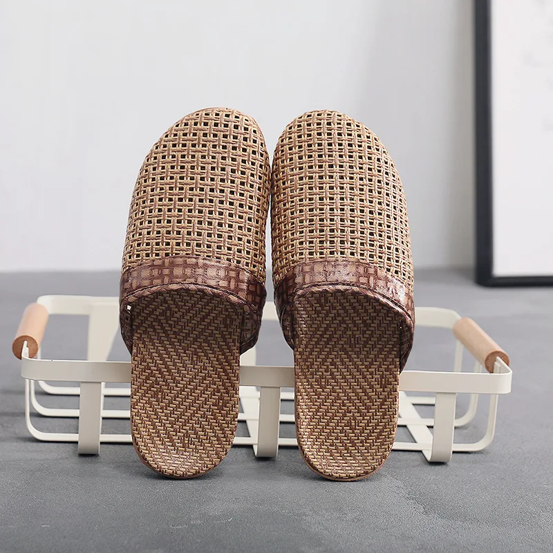 Professional manufacturer summer flax sole bamboo woven slippers for unisex